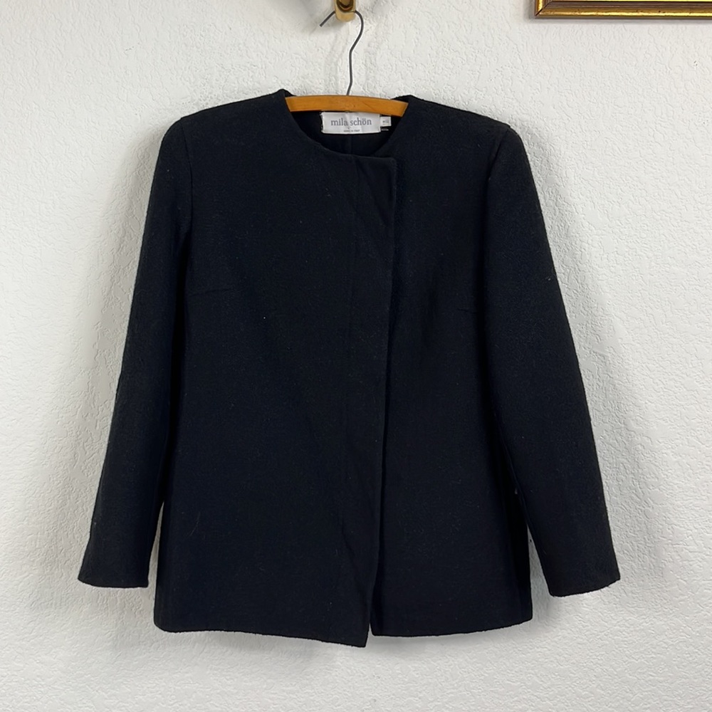 Mila Schon Angora Wool Boucle Jacket Blazer